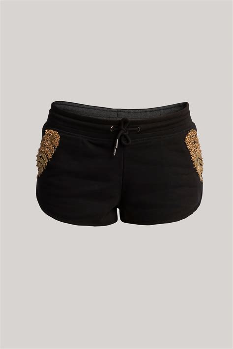Extra Short Gold Embroidered Pants Rhea Costa Shop