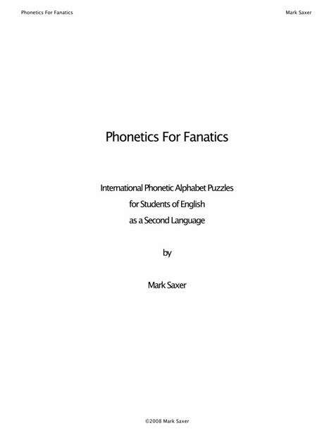 Pdf Phonetics For Fanaticsinternational Phonetic Alphabet Puzzles