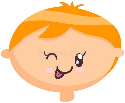 Head Boy With Friendly Smiling Face Vector Illustration Kawaii