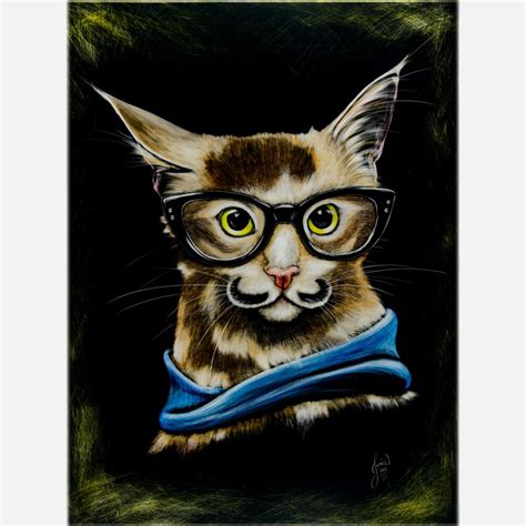 Fab.com | Hipster Cat | Hipster cat art, Hipster cat, Cat art