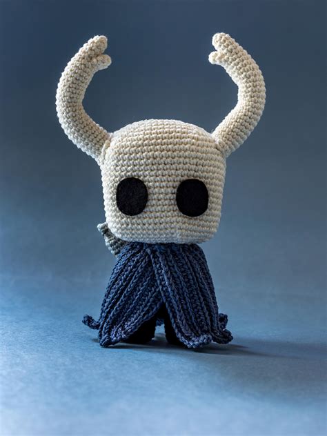 Finished crocheting the Knight from Hollow Knight. Isn't he a lovely