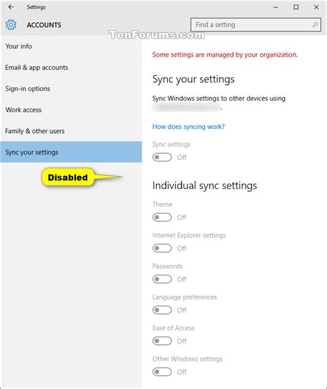 Enable Or Disable Sync Your Settings In Windows 10 Tutorials
