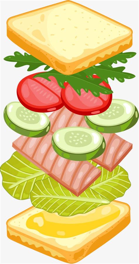 Cartoon Sandwich Material Food Illustration Art Food Cartoon