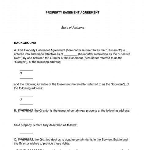Property Easement Agreement Template Word And Pdf