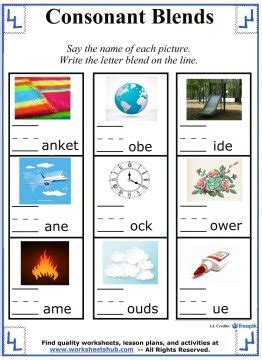 consonant blendsworksheets lessons