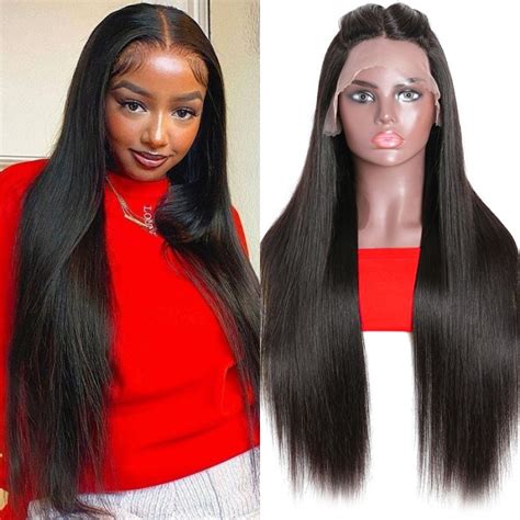 Unice Glueless Wigs With Lace Part 100 Straight Human Hair Lace Wigs With Middle Part Natural