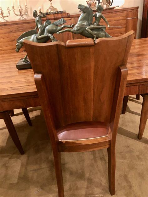 Jules Lelu French Art Deco Dining Room Suite Buffet Table 6 Chairs
