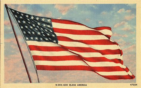 Lot Vintage Postcard American Flag