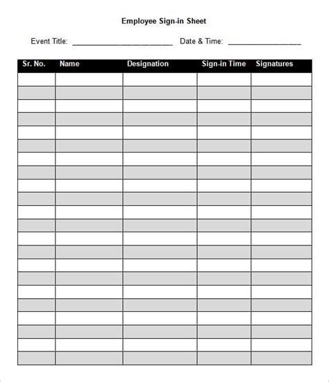 91 Sign In Sheet Templates Doc Pdf