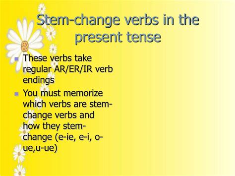 Ppt The Present Tense Of Stem Changing Verbs E Ie E I O Ue