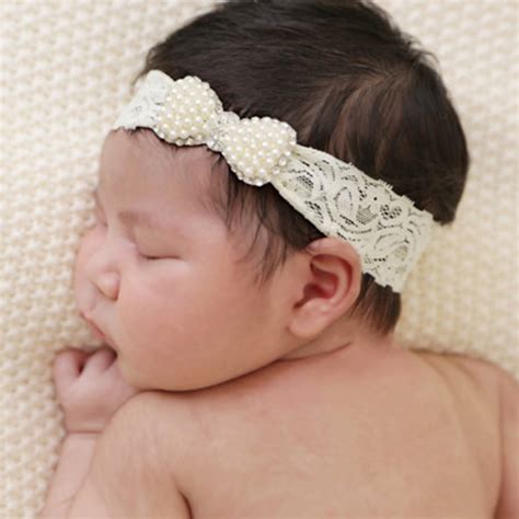 1pcs Bbay Princess Lace Rhinestone Headband Newborn Kids Baptism