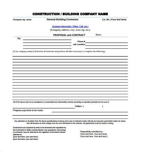 Construction Proposal Template Pdf Free Download Printable Templates