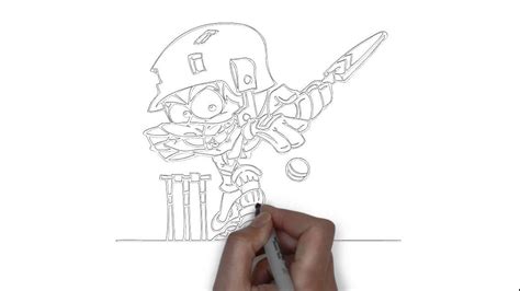 How To Draw A Cricket Player Youtube