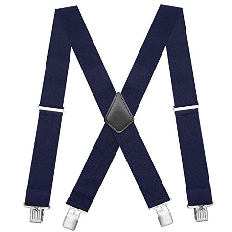 Fasker Mens Suspenders X Back 2 Wide Adjustable Solid Straight Clip