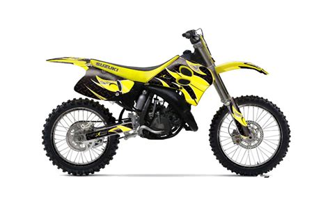 Whether you're looking for the best beginner motorcycle or an experienced ride, these bikes are. Suzuki RM 125 Dirt Bike Graphics: Tribal Flames - Yellow ...