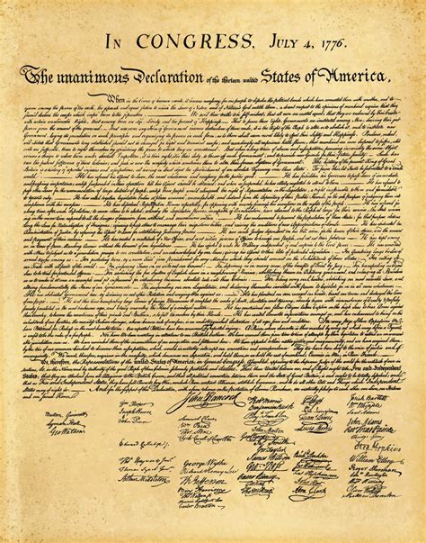 United States Declaration Of Independence Document Reproduction Historical American Document