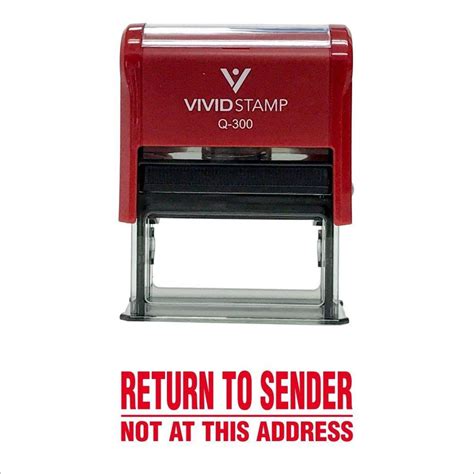 Return To Sender Not At This Address Self Inking Rubber Stamp Red Ink