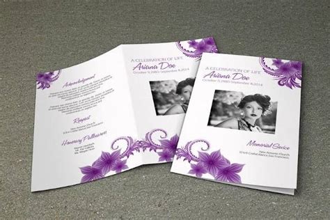 Funeral Program Template Flower Creative Brochure Templates Images