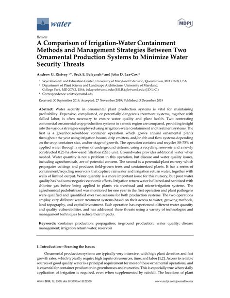 Pdf A Comparison Of Irrigation Water Containment Methods And