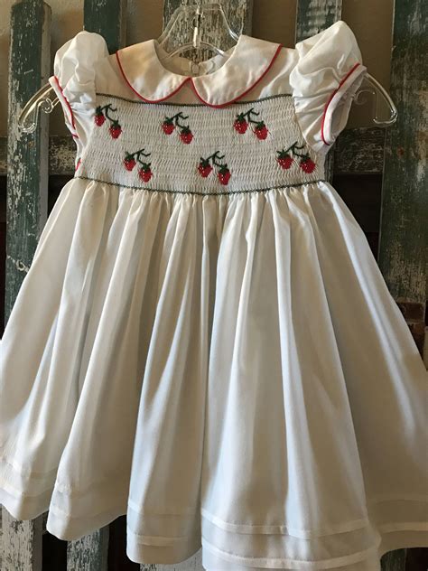 4 Toddler Smocked Strawberry Dress Girls Smocked Dress Etsy Girls