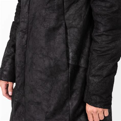 Black Hooded Padded Leather Parkawolfensson