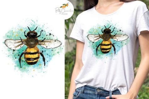 Watercolor Bee Sublimation Bumble Bee Graphic By Prettyclementine