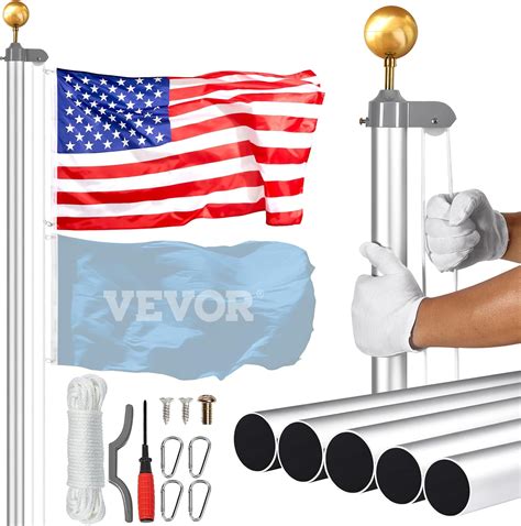 Amazon Vevor Ft Sectional Flag Pole Kit Heavy Duty Aluminum