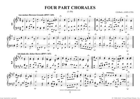 Four Part Chorales 1 50 Sheet Music For Organ Piano Or Keyboard