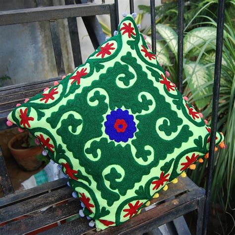 home decorative embroidered suzani cushion cover 16x16 indian pillow case khushihandicraft