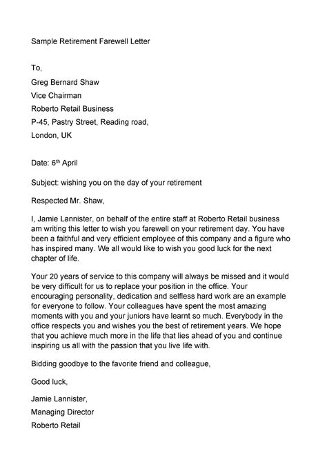 Sample Retirement Letter To Boss Download Printable Pdf Templateroller