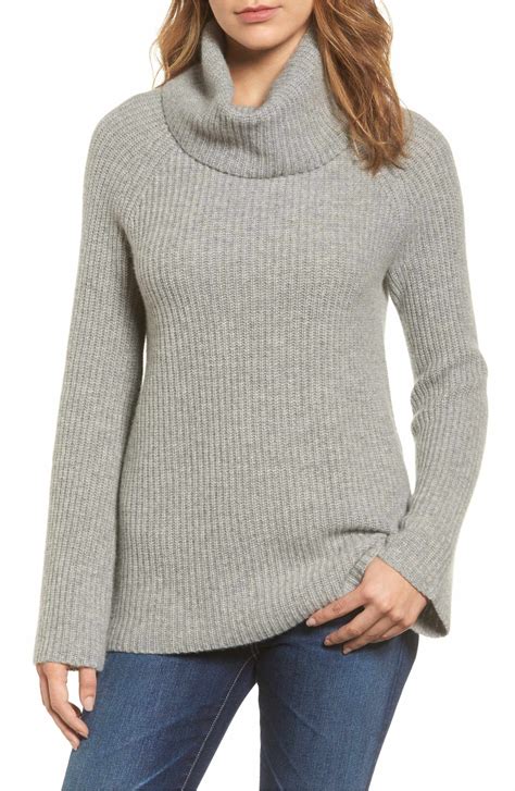 Main Image Halogen® Ribbed Cashmere Turtleneck Sweater Regular