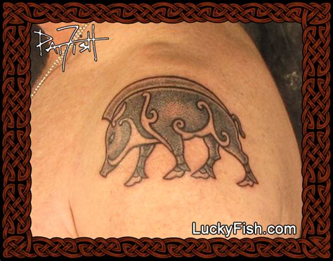 Stone Boar Pictish Tattoo Design — Luckyfish Inc And Tattoo Santa Barbara