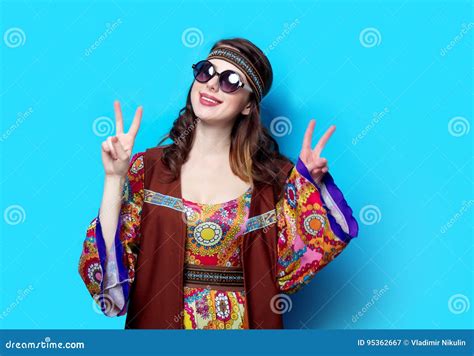 Portrait Of Young Hippie Girl With Sunglasses Stock Image Image Of