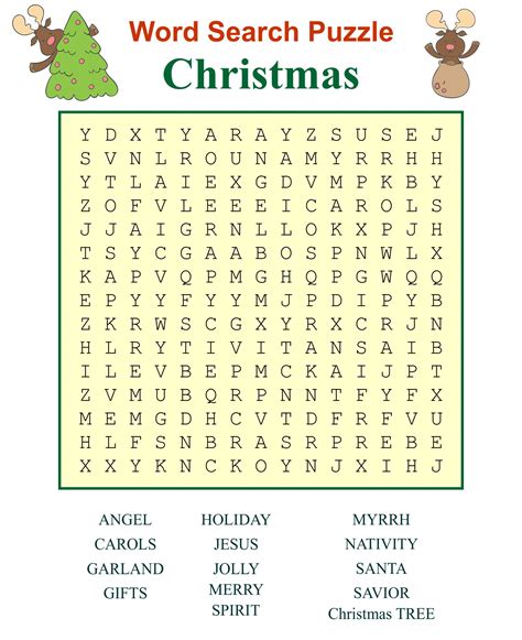 5 Best Christmas Word Search Puzzles Printable Printableecom 5 Fun