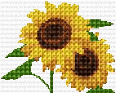 Sunflowers|x-stitch|10 Free Patterns Online | Cross stitch sunflower