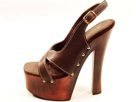 Womens Soca Tall High Heel Wood Platform Strappy Slingback Sandals