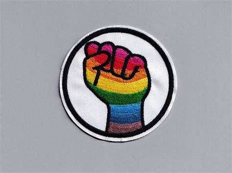 Gay Pride Rainbow Flag Patch Embroidered Raised Fist Lgbtq Etsy