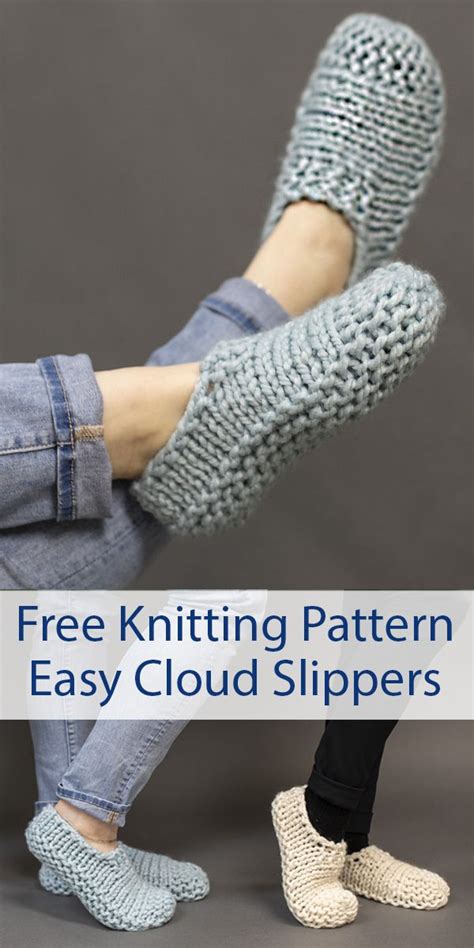 Free Knitting Pattern For Easy Cloud Slippers Knit Flat C