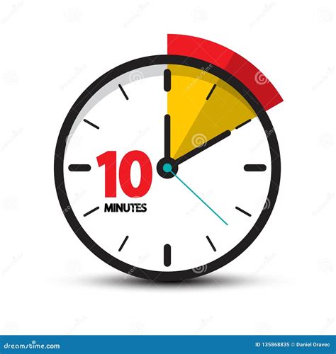10 Minutes Clock Face Vector Ten Minute Icon Stock Vector