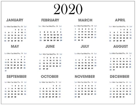 Calendar For 2020 Change Working Schedule Printable Calendar 2020