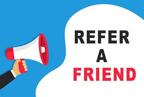 Premium Vector Refer A Friend Banner Megaphone In Hand Advertising