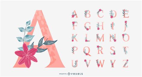 Floral Alphabet Design Pack Vector Download