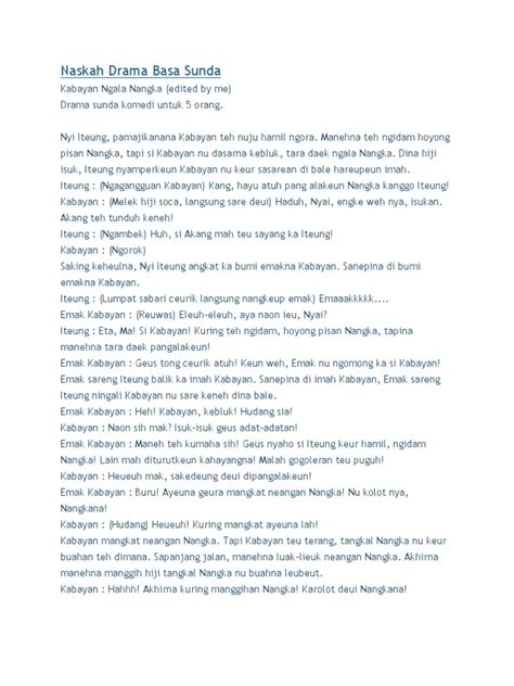 Naskah Drama Bahasa Sunda 7 Orang Komedi - Berbagai Naskah