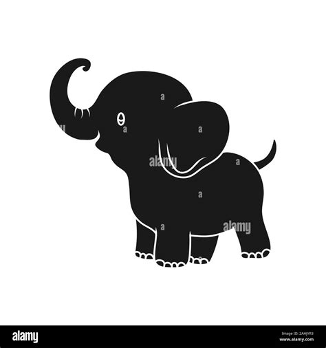 Silueta De Un Lindo Elefante De Dibujos Animados Para Niños Aislado