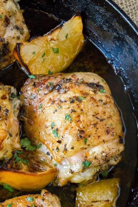 Cast iron chicken thighs cooked in a cast iron skillet. Easy Greek Lemon Chicken is made with just a handful of ...