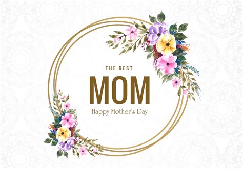 Happy Mothers Day Flowers And Circle Frame Card 1045649 Vector Art At