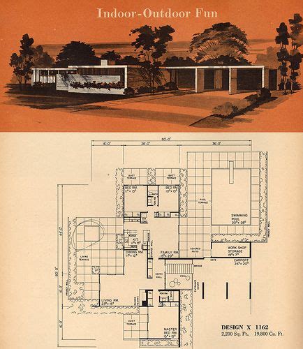 Outdoor living and seamless indoor/outdoor flow by way of large windows or glass doors; Untitled in 2020 | Vintage house plans, Modern house plans ...