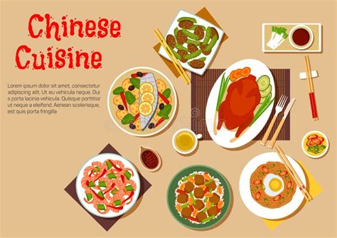 Popular Dishes Of Chinese Cuisine Icon Flat Style Stock Vector Image