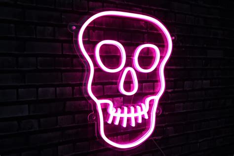 In Stock Pink Skull Custom Led Neon Sign 17x13 Etsy