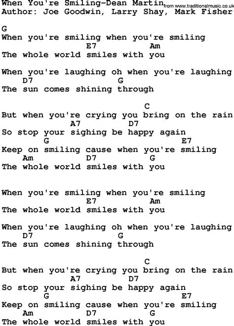 Country Musicwhen Youre Smiling Dean Martin Lyrics And Chords